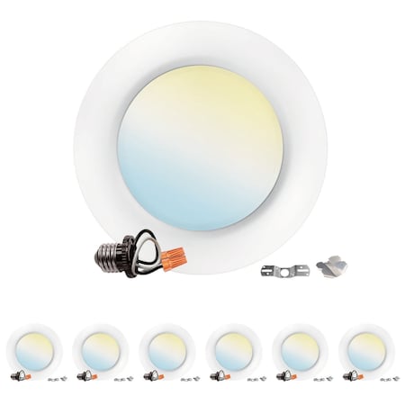 Luxrite 4 Inch LED Disk Light 5CCT 2700K-5000K 10W 600LM Dimmable J-Box or 4 Can Install ETL, 6PK LR23861-6PK